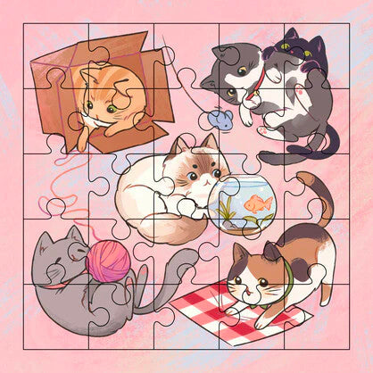 Ikonink Cats Cafe Puzzle Card