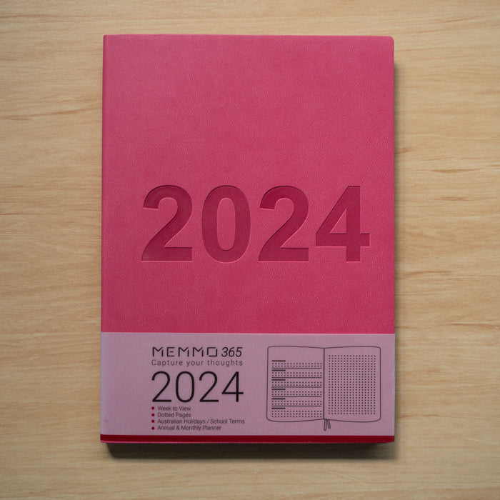 *Clearance* MEMMO 365 Luxe 2024 Diary (A5) - Week to view - Pink