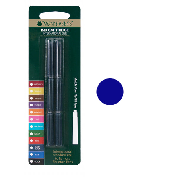Monteverde G302 Fountain Pen Cartridges, Blue Black Pk6