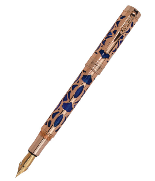 Conklin Endura Deco Crest Fountain Pen - Blue / Rose Gold - Broad