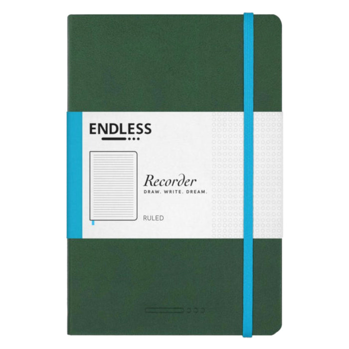 Endless A5 Recorder Notebook - Green Forest Canopy, Ruled 80gsm Regalia Paper