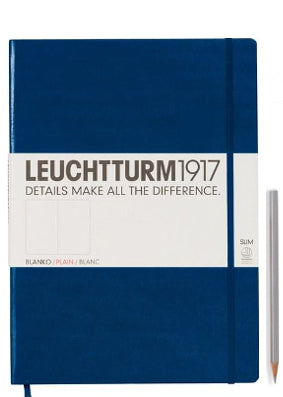 Leuchtturm Navy Blue Plain Notebook, Slim Master (A4+)