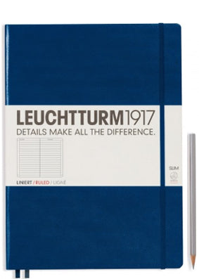 Leuchtturm Navy Blue Ruled Notebook, Slim Master (A4+)