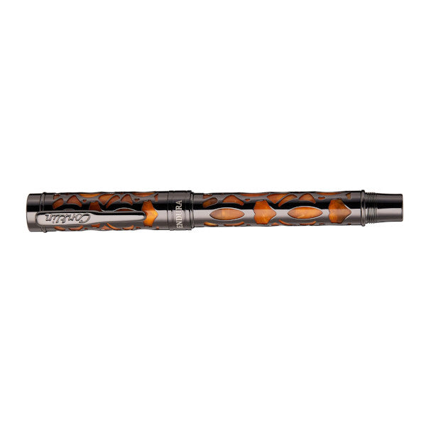 Conklin Endura Deco Crest Fountain Pen - Orange / Gunmetal - Broad