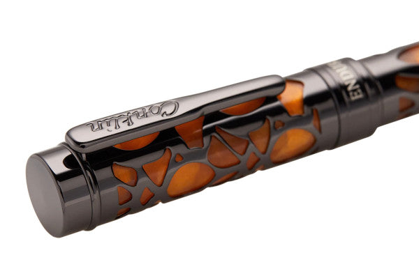 Conklin Endura Deco Crest Fountain Pen - Orange / Gunmetal - Omniflex