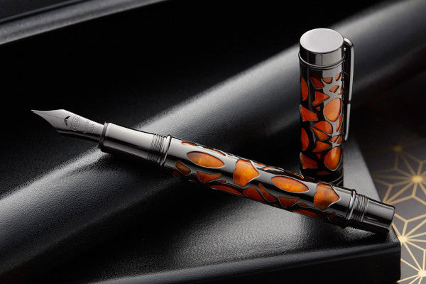 Conklin Endura Deco Crest Fountain Pen - Orange / Gunmetal - M