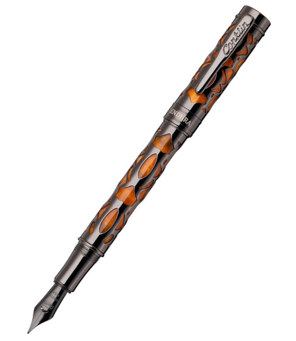 Conklin Endura Deco Crest Fountain Pen - Orange / Gunmetal - F