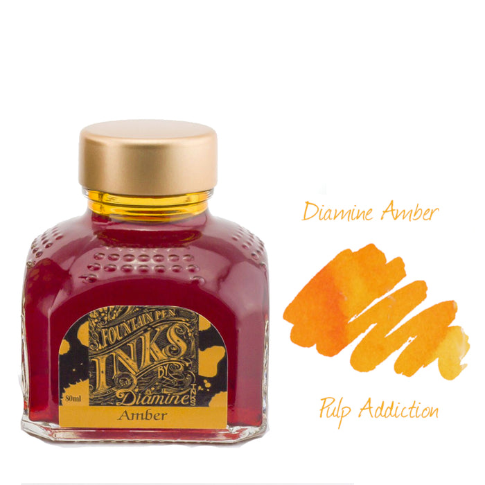 Diamine Fountain Pen Ink - Amber 80ml Bottle