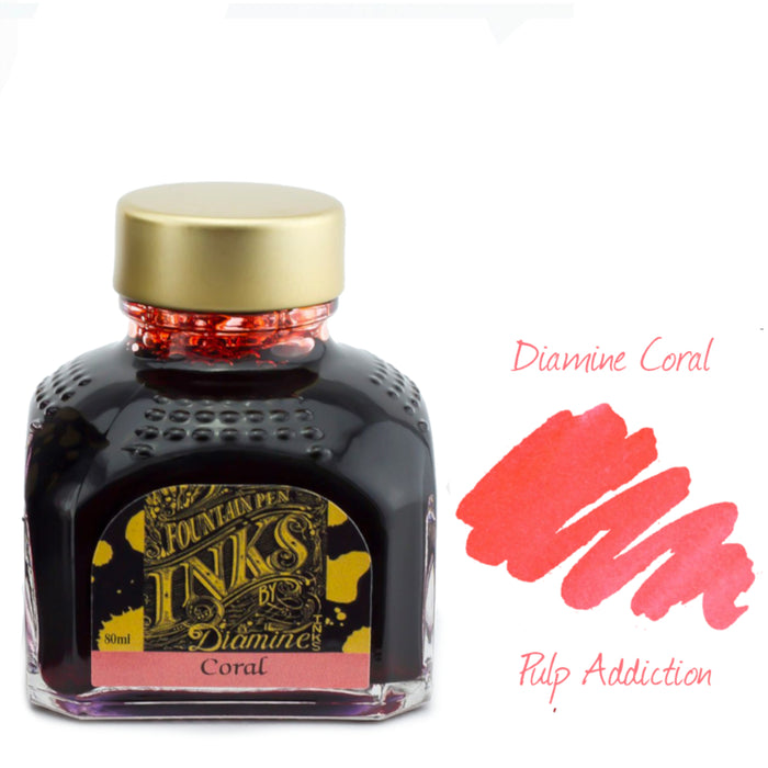 Diamine Fountain Pen Ink - Coral 80ml Bottle