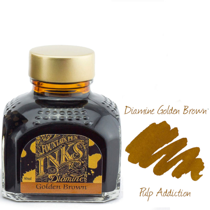 Diamine Fountain Pen Ink - Golden Brown 80ml Bottle