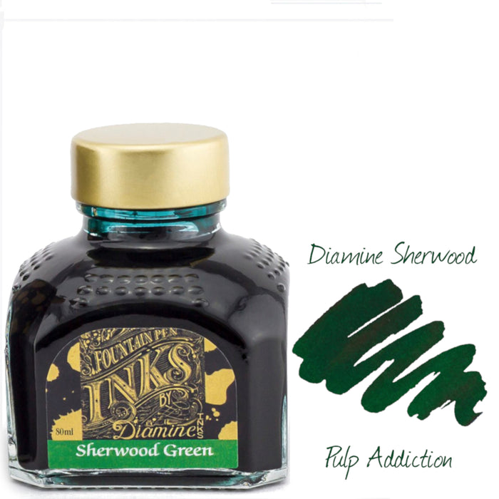 Diamine Fountain Pen Ink - Sherwood Green 80ml Bottle