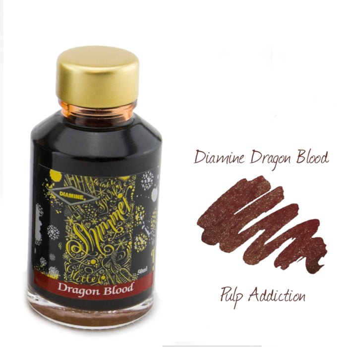 Diamine Shimmer Fountain Pen Ink - Dragon Blood 50ml Bottle