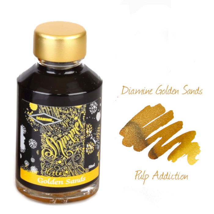 Diamine Shimmer Fountain Pen Ink - Golden Sands 50ml Bottle