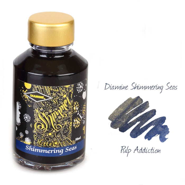Diamine Shimmer Fountain Pen Ink - Shimmering Seas 50ml Bottle