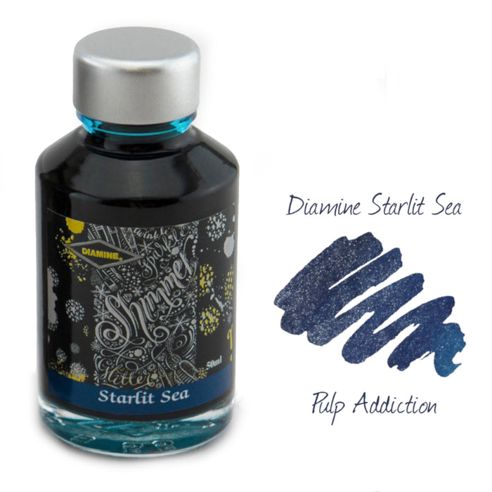 Diamine Shimmer Fountain Pen Ink - Starlit Sea 50ml Bottle