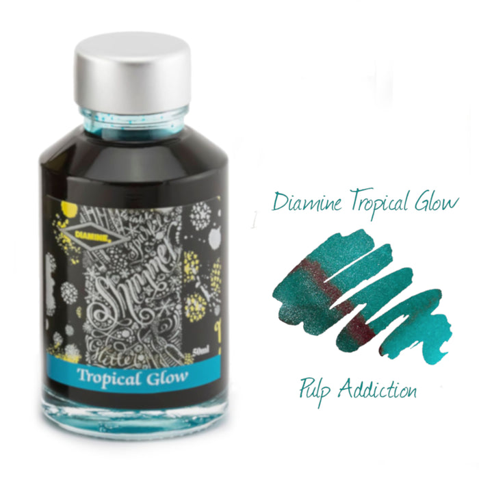 Diamine Shimmer Fountain Pen Ink - Tropical Glow 50ml Bottle