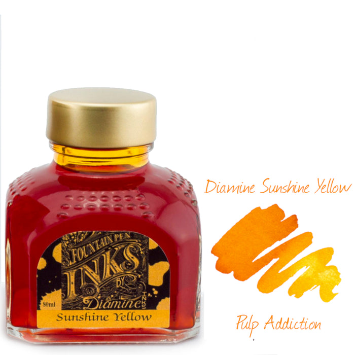 Diamine Fountain Pen Ink - Sunshine Yellow 80ml Bottle