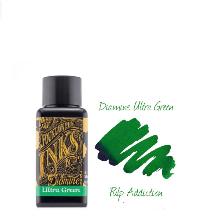 Diamine Fountain Pen Ink - Ultra Green 30ml Bottle