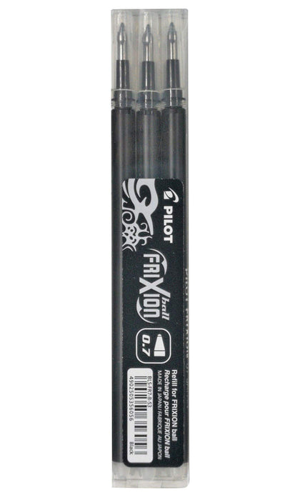 Pilot FriXion Ball 0.7mm Pen Refill - Black Pack of 3
