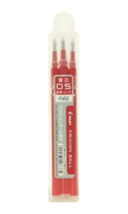 Pilot FriXion Ball 0.5mm Pen Refill - Red Pack of 3