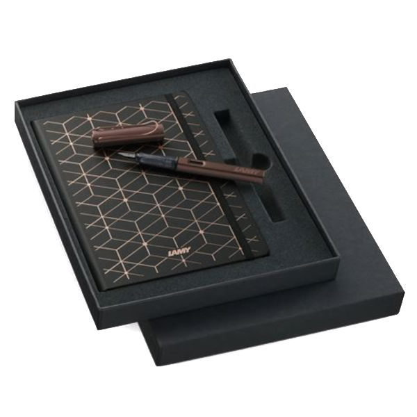 LAMY Lx Fountain Pen and Notebook Gift Set - Marron