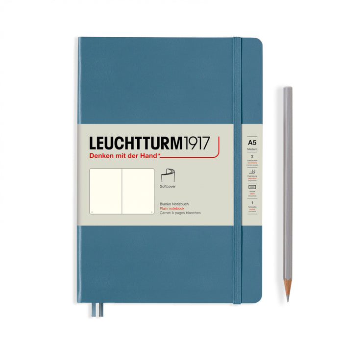 Leuchtturm1917 Softcover (A5) Notebook - Stone Blue Plain