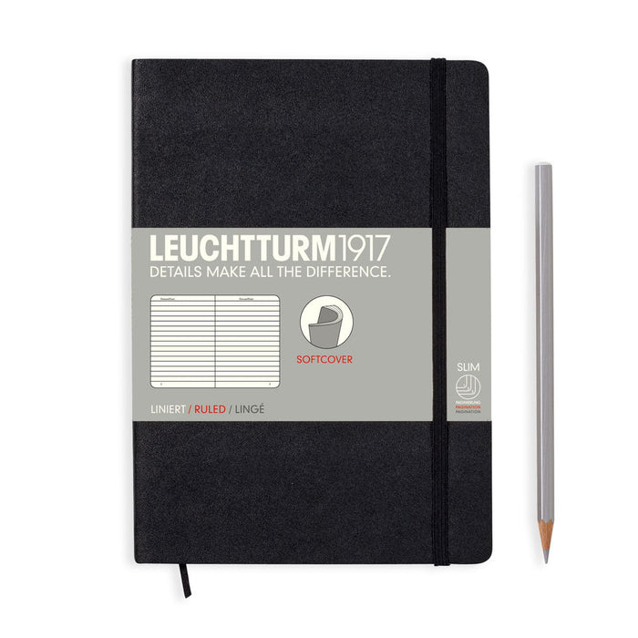 Leuchtturm1917 Softcover (A5) Notebook - Black Ruled