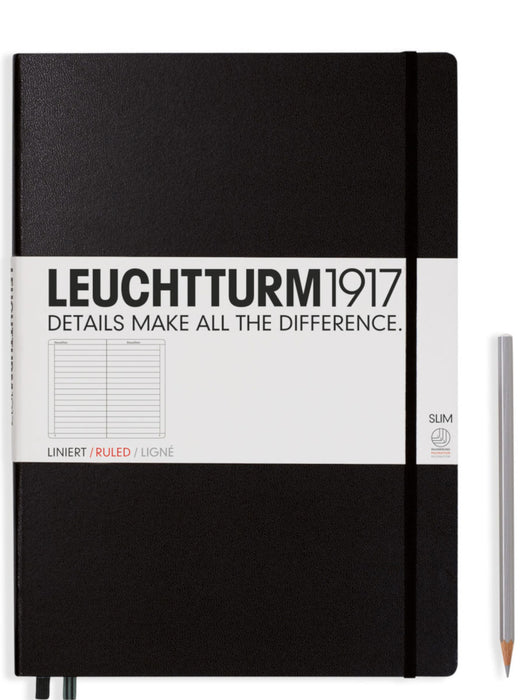 Leuchtturm1917 Slim Master (A4+) Notebook - Black Ruled