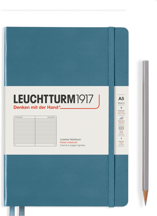 Leuchtturm1917 Medium (A5) Notebook - Stone Blue Lined