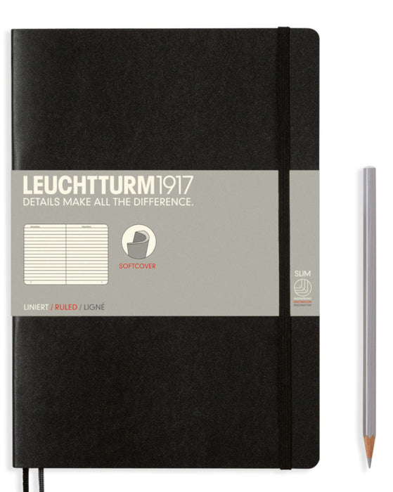 Leuchtturm1917 Softcover Paperback (B5) Notebook - Black Ruled