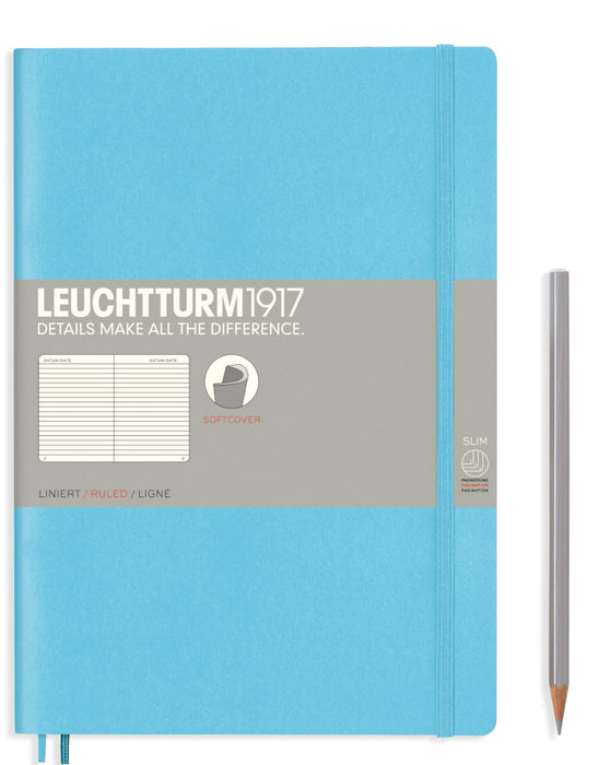 Leuchtturm1917 Softcover Paperback (B5) Notebook - Ice Blue Ruled