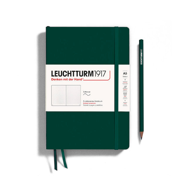 Leuchtturm1917 Notebook Softcover Medium (A5), 123 pages, Dotted, Forest Green
