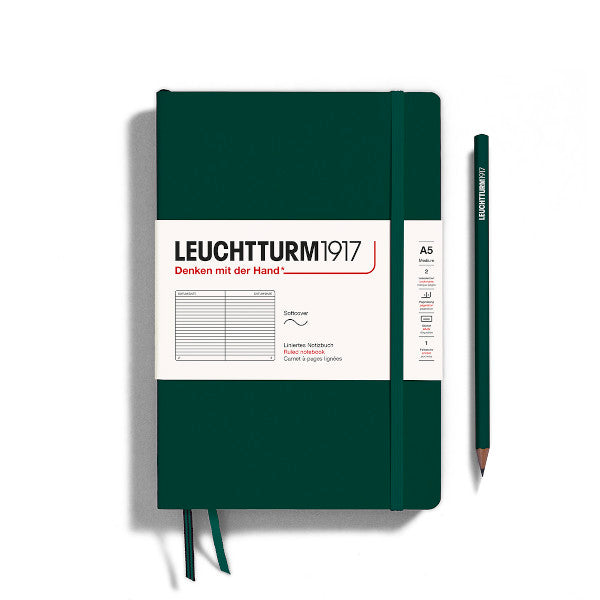 Leuchtturm1917 Notebook Hardcover Medium (A5), 251 pages, Ruled, Forest Green