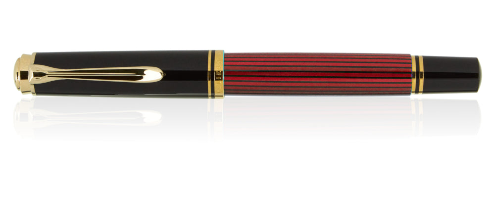 Pelikan M400 Fountain Pen - Souveran Black Red - Fine
