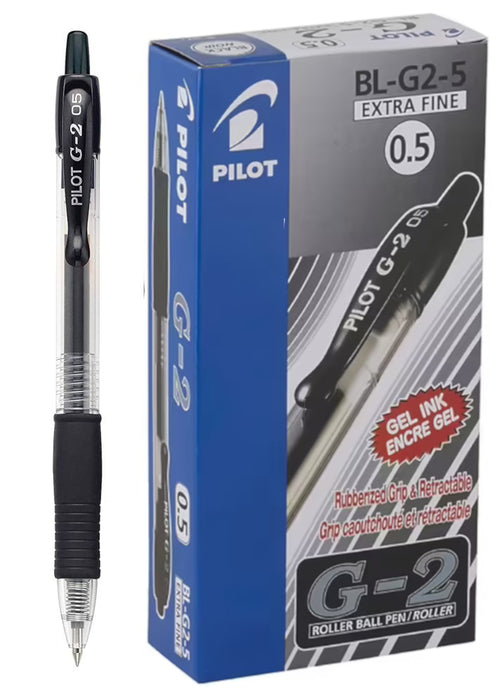 Pilot G-2 Gel Rollerball Pen - Extra Fine 0.5mm, Black 12 Pack