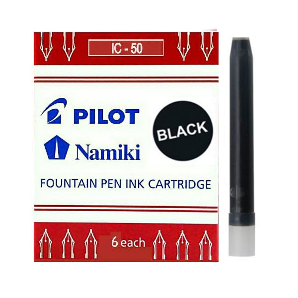 Pilot IC-50 Black Fountain Pen Ink Cartridges (6)