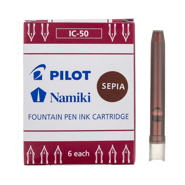 Pilot IC-50 Sepia Fountain Pen Ink Cartridges (6)