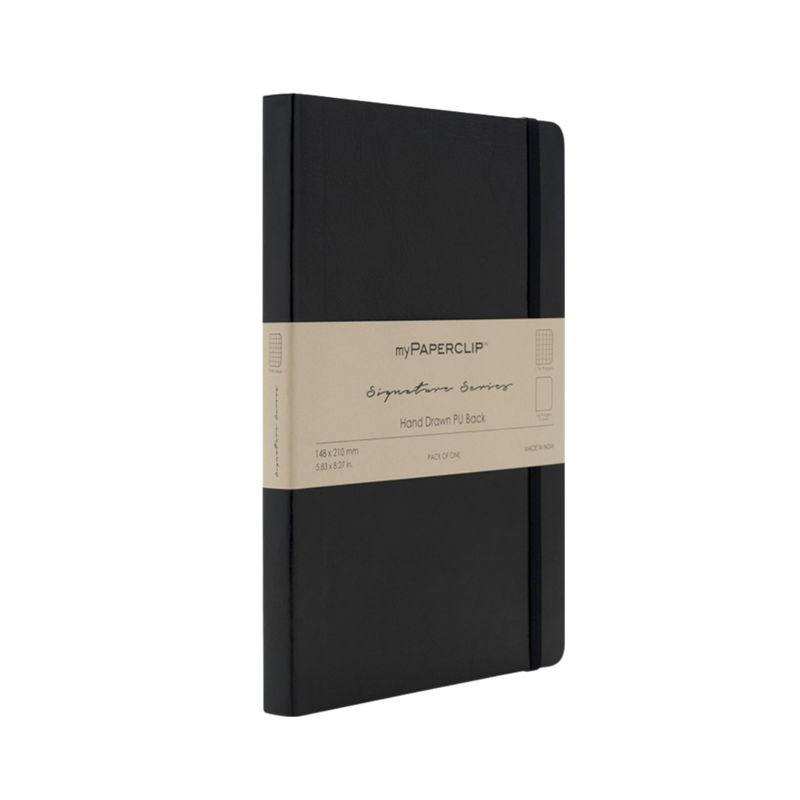 myPAPERCLIP Signature Series Vegan Leather Softcover A5 Notebook - Black