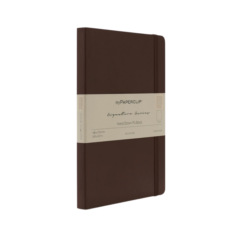 myPAPERCLIP Signature Series Vegan Leather Softcover A5 Notebook - Brown