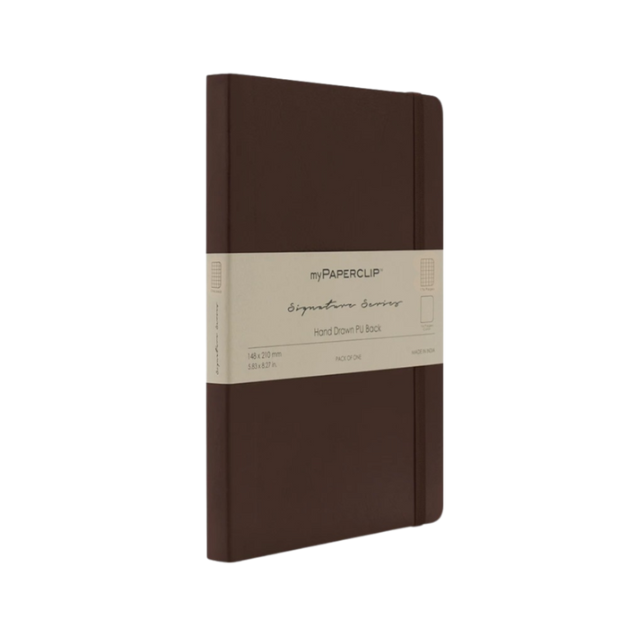 myPAPERCLIP Signature Series Vegan Leather Softcover A5 Notebook - Brown