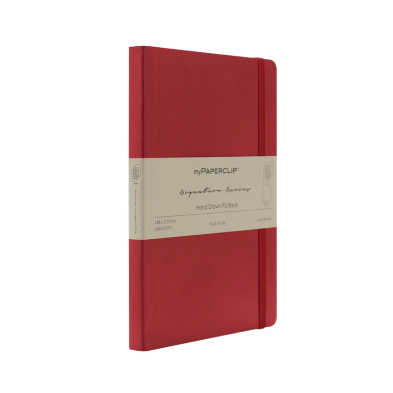 myPAPERCLIP Signature Series Vegan Leather Softcover A5 Notebook - Red