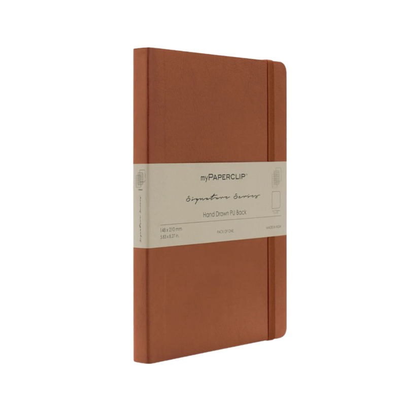 myPAPERCLIP Signature Series Vegan Leather Softcover A5 Notebook - Tan