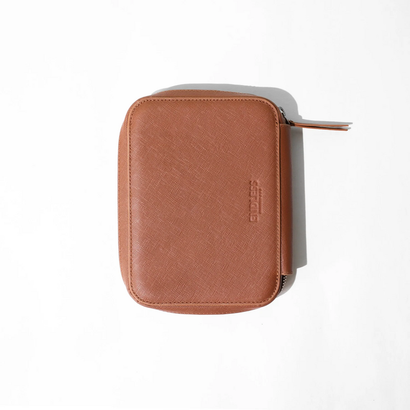 Endless Companion Adjustable Pen Pouch Brown - 10 Pens (New Saffiano Leather)