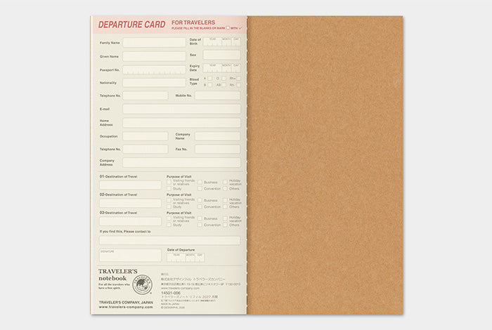 TRAVELER'S Notebook 2027 Monthly Diary Refill, Regular Size