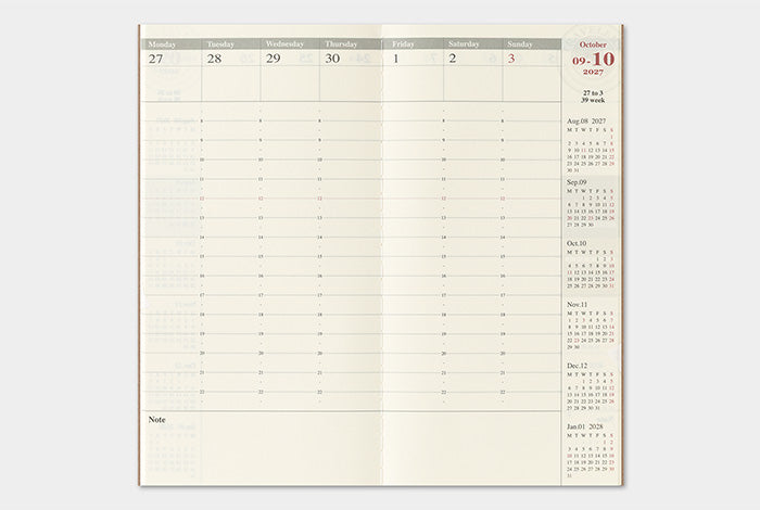 TRAVELER'S Notebook 2027 Weekly Vertical Diary Refill, Regular Size