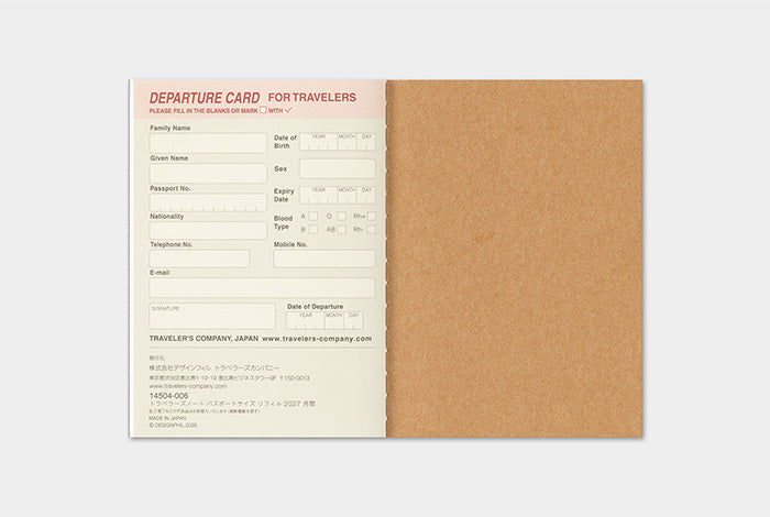 TRAVELER'S Notebook 2027 Monthly Diary Refill, Passport Size