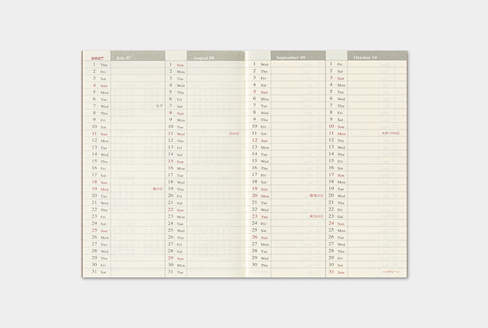 TRAVELER'S Notebook 2027 Weekly Diary Refill, Passport Size