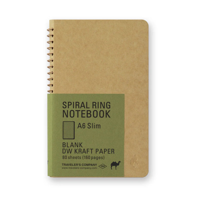 TRAVELER'S Spiral Ring Notebook - A6 Slim, Blank DW Kraft Paper