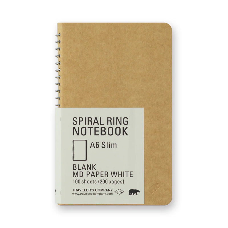 TRAVELER'S Spiral Ring Notebook - A6 Slim, Blank MD Paper White