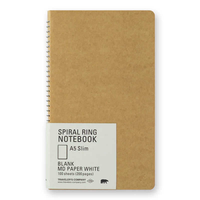 TRAVELER'S Spiral Ring Notebook - A5 Slim, Blank MD Paper White